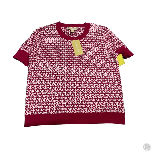 Top Short Sleeve Designer By Michael Kors In Pink & White, Size: M