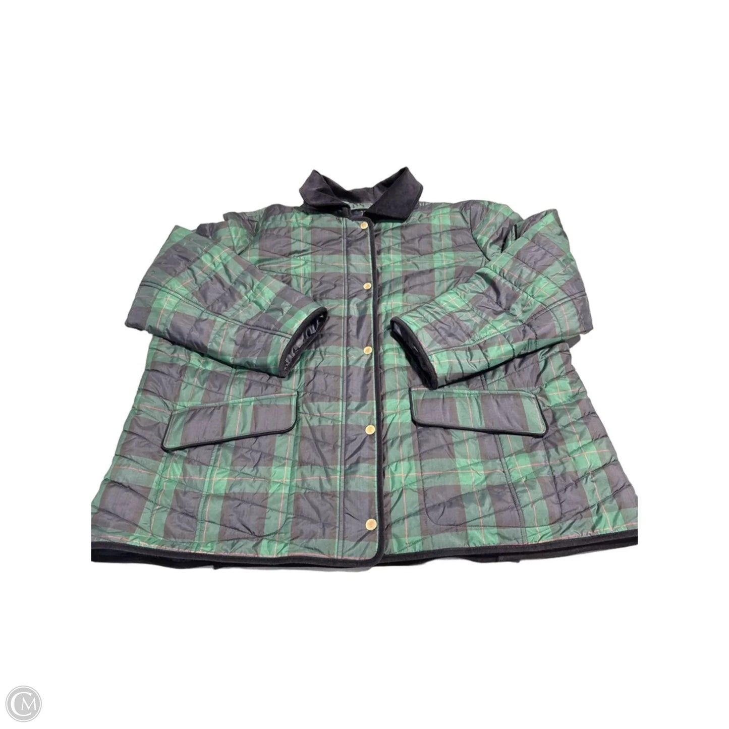 Jacket Puffer & Quilted By Talbots In Plaid Pattern, Size: 3x