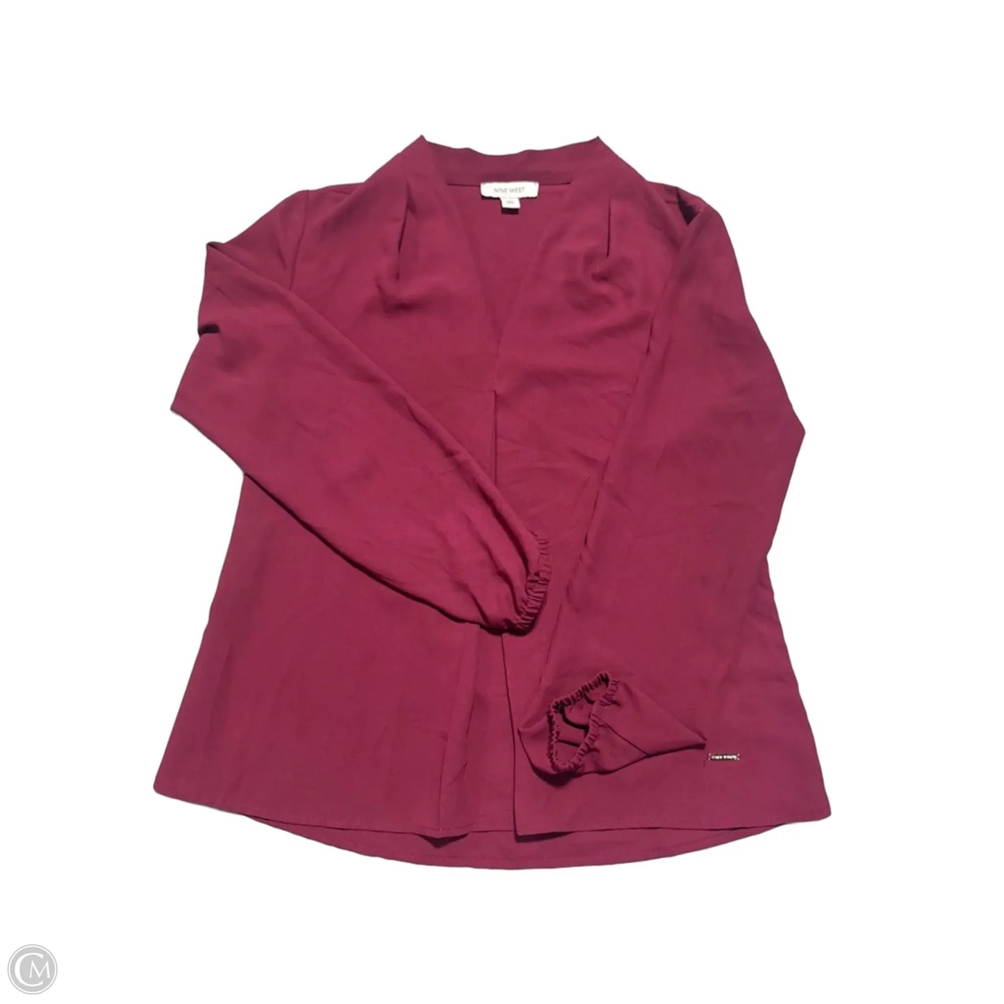 Blouse Long Sleeve By Nine West In Maroon, Size: S