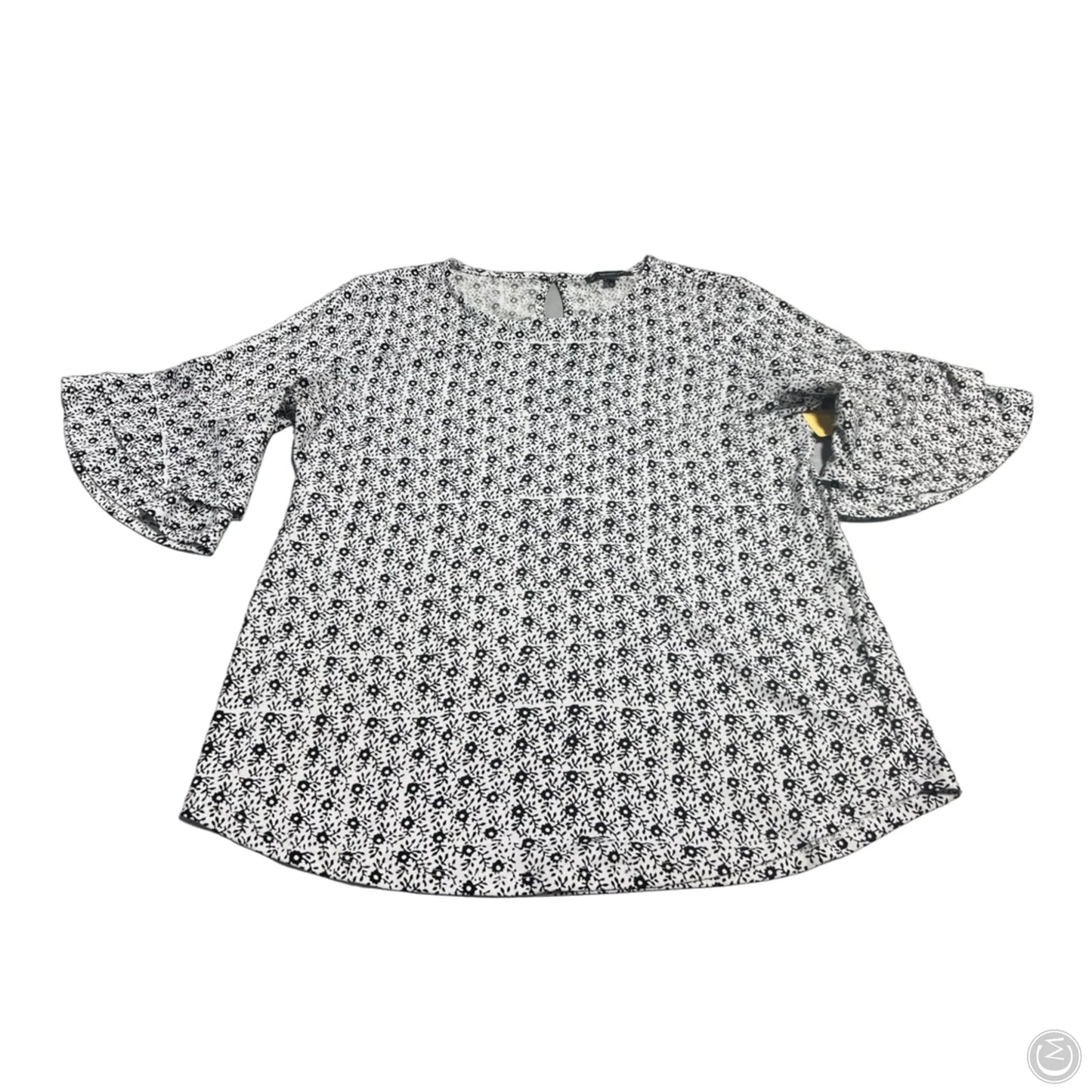 Top Short Sleeve By Adrianna Papell In Black & White, Size: S
