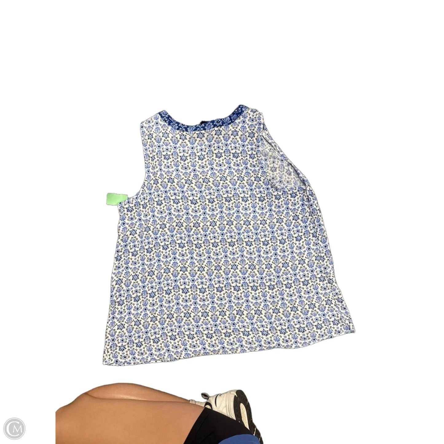 Top Sleeveless By Croft And Barrow In Blue & White, Size: 2x