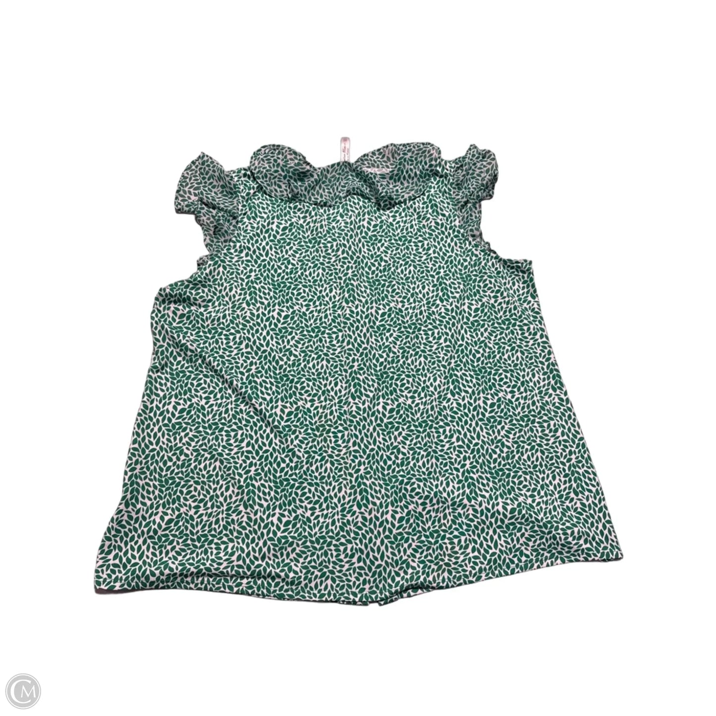 Top Short Sleeve By Perseption Concept In Green & White, Size: 2x