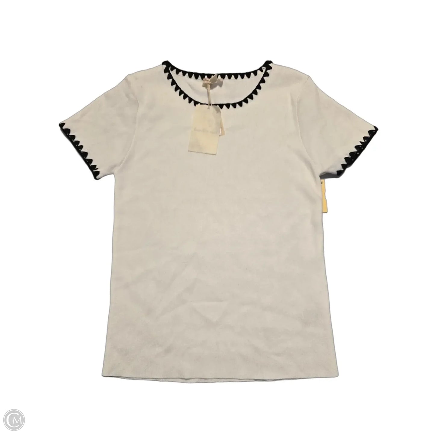 Top Short Sleeve By Hem & Thread In Black & White, Size: S