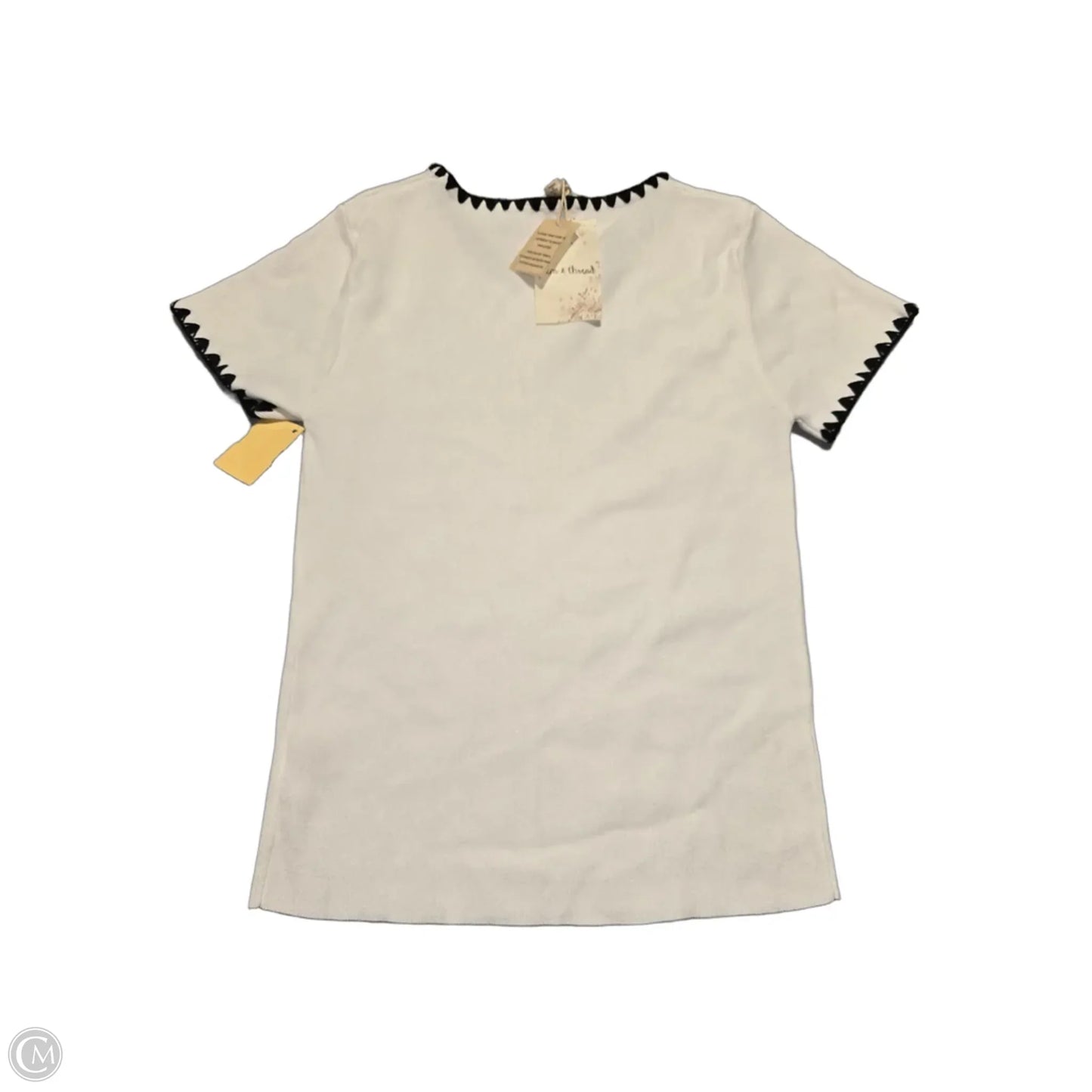 Top Short Sleeve By Hem & Thread In Black & White, Size: S