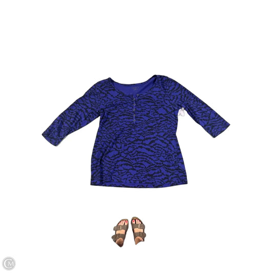 Top 3/4 Sleeve By Relativity In Black & Purple, Size: M