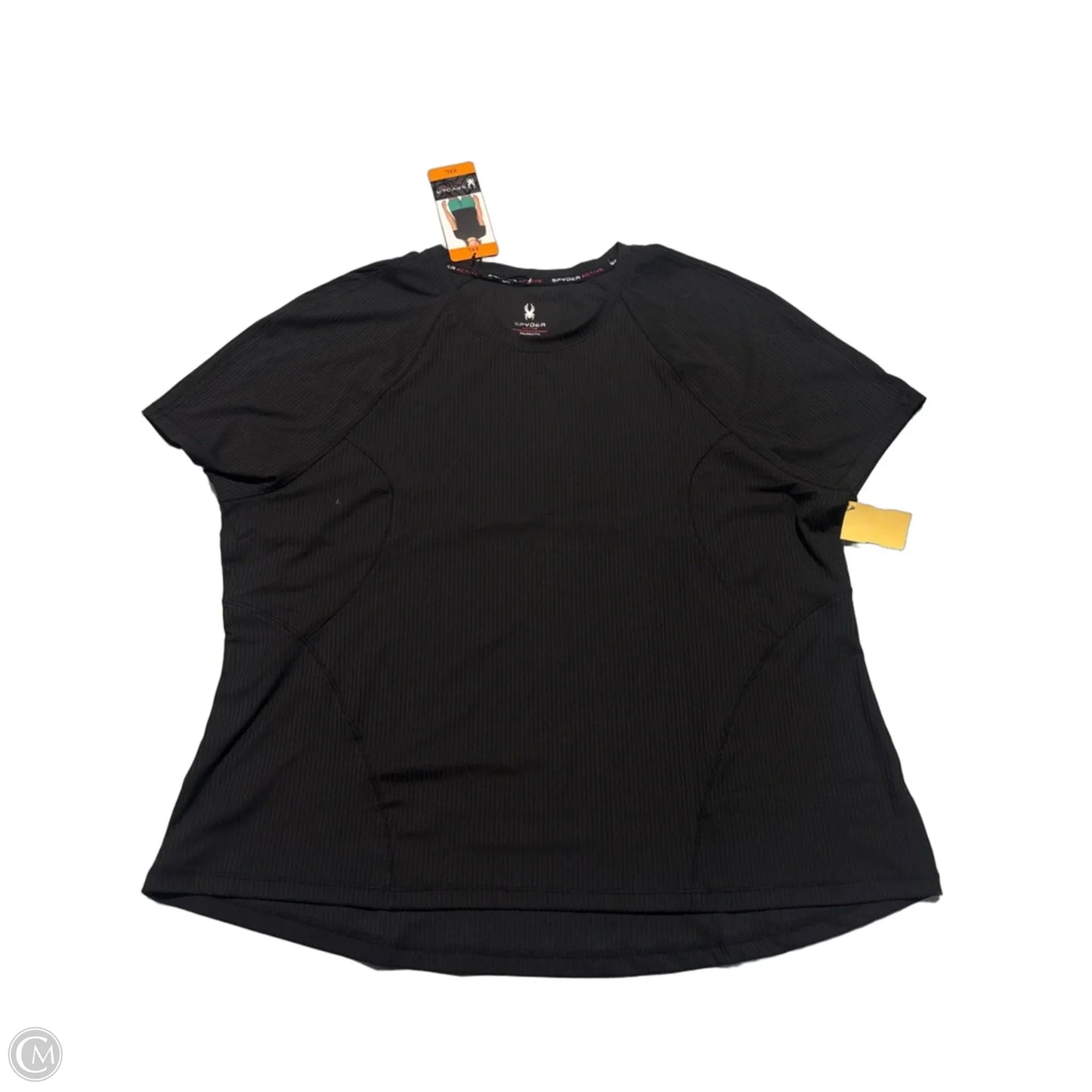 Athletic Top Short Sleeve By Spyder In Black, Size: Xxl