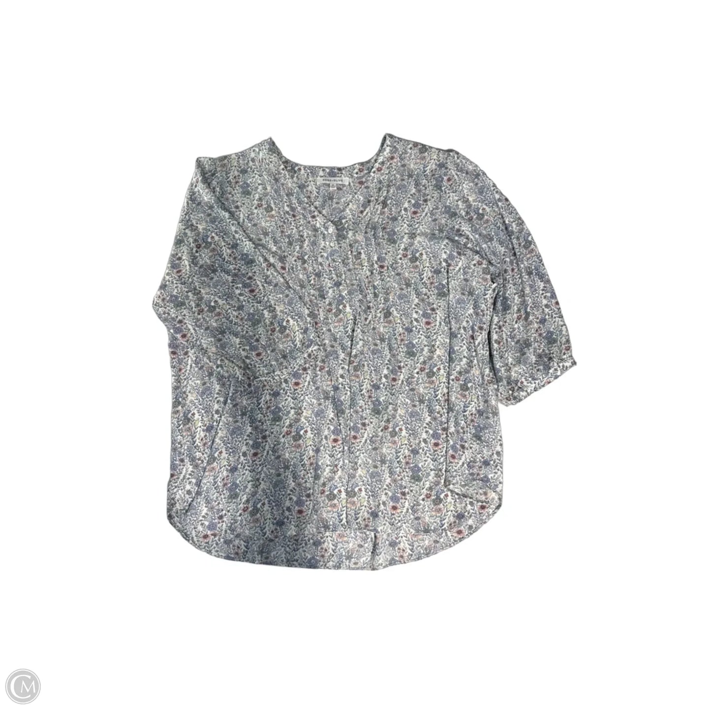 Blouse 3/4 Sleeve By Rose And Olive In Floral Print, Size: 2x