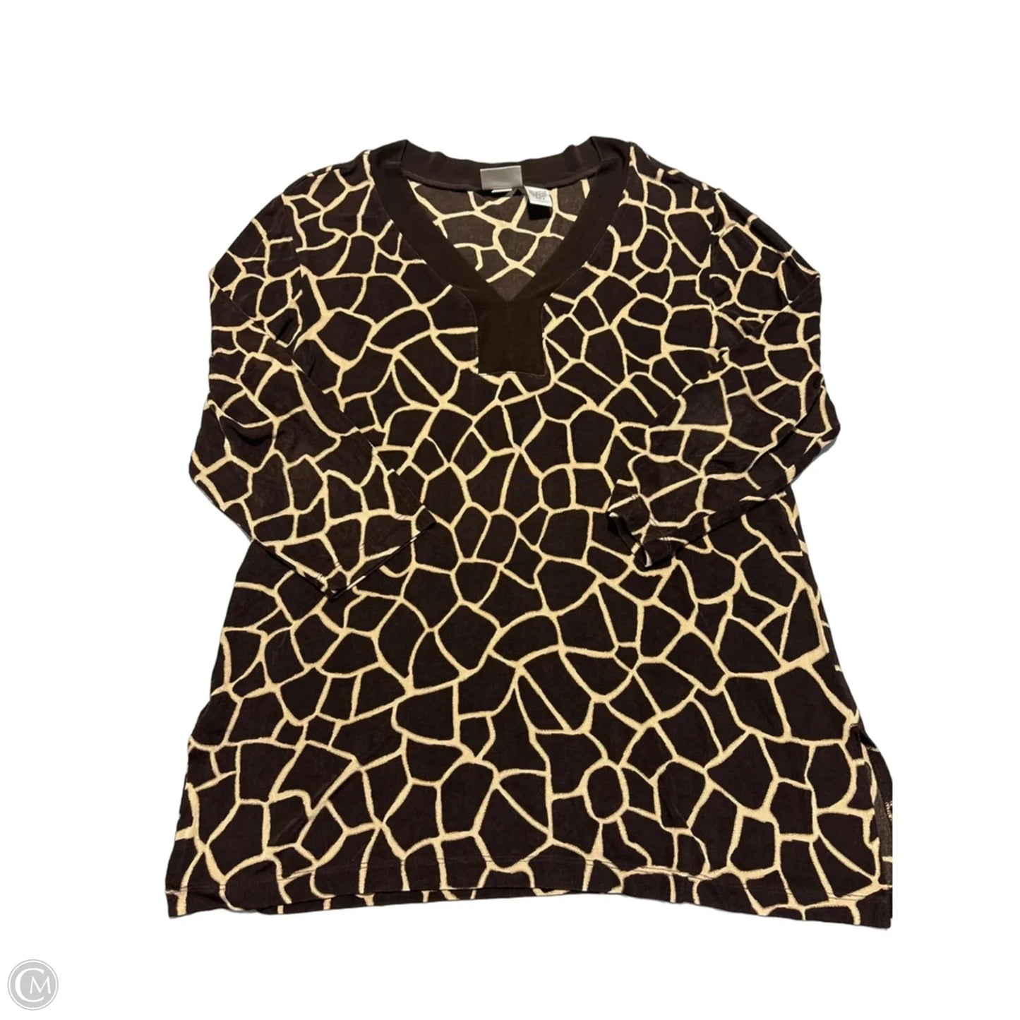 Top 3/4 Sleeve By Chicos In Brown, Size: L