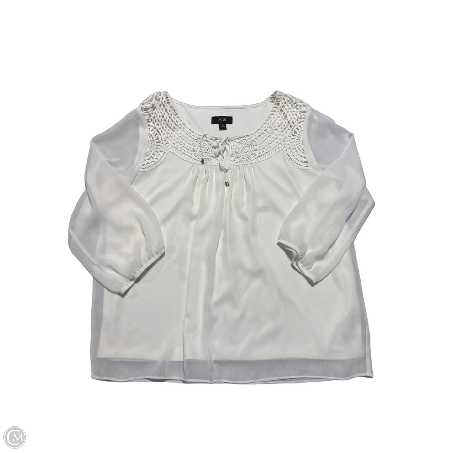 Top Long Sleeve By Agb In White, Size: Xl