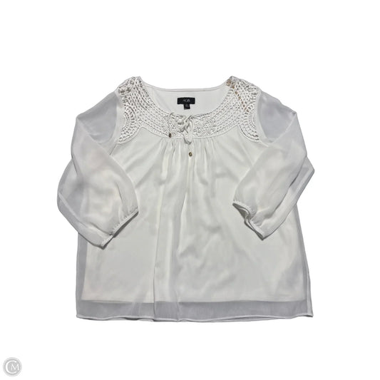 Top Long Sleeve By Agb In White, Size: Xl