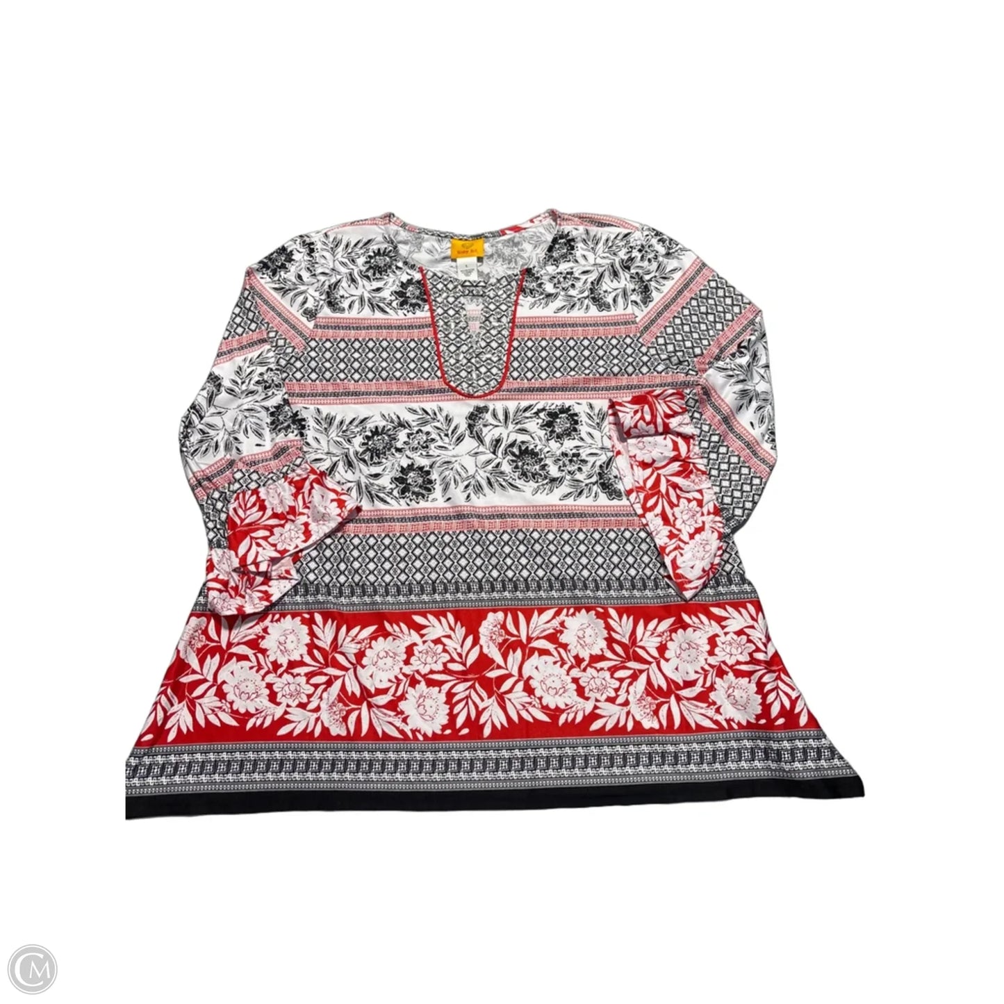 Top 3/4 Sleeve By Ruby Rd In Black & Red, Size: L