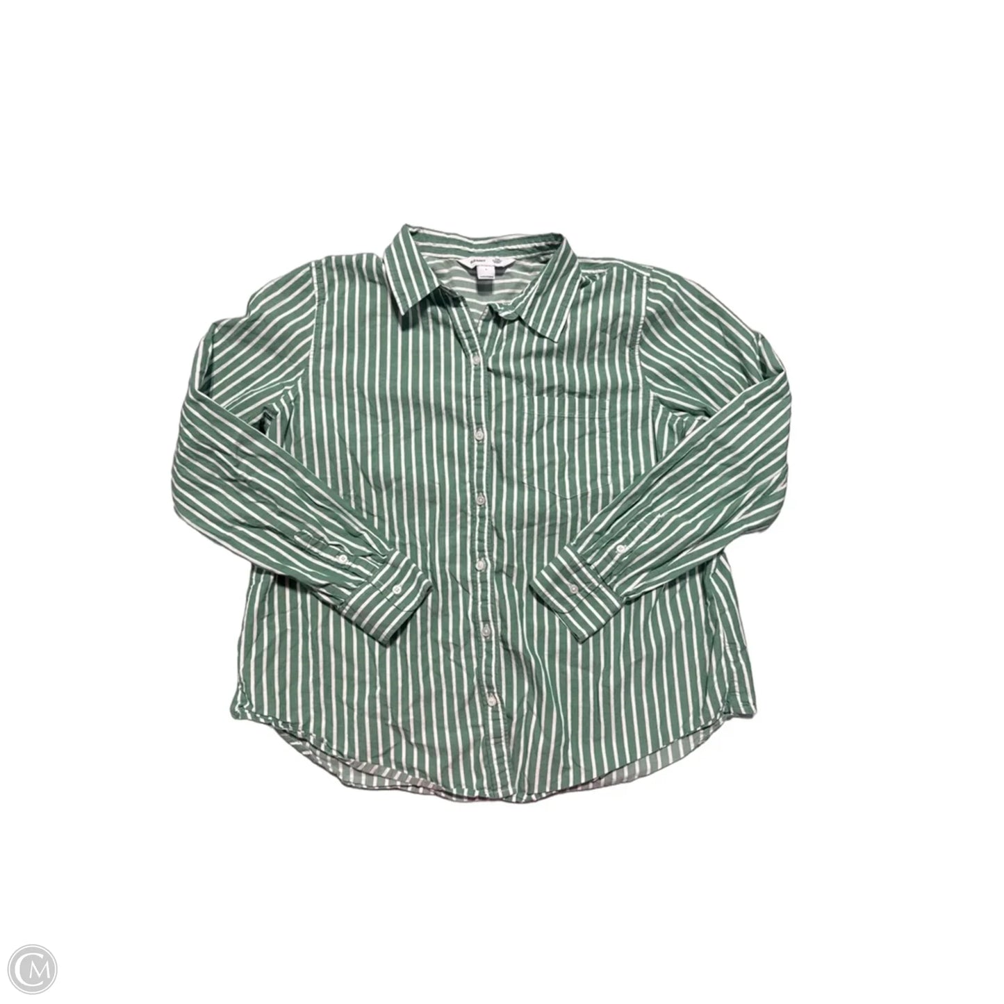 Top Long Sleeve By Old Navy In Green & White, Size: L