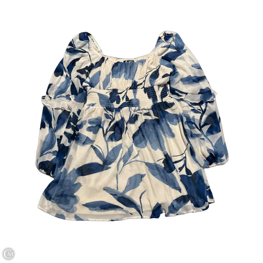 Dress Casual Short By Cmc In Blue & Cream, Size: L