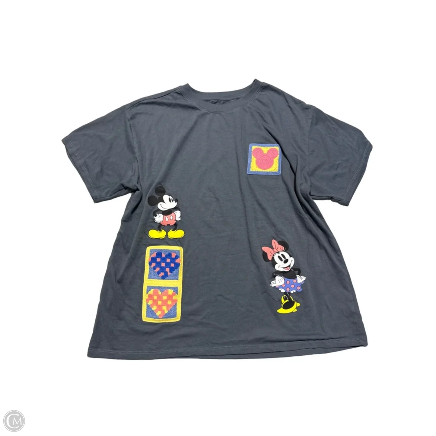 Top Short Sleeve By Disney In Grey, Size: 2x