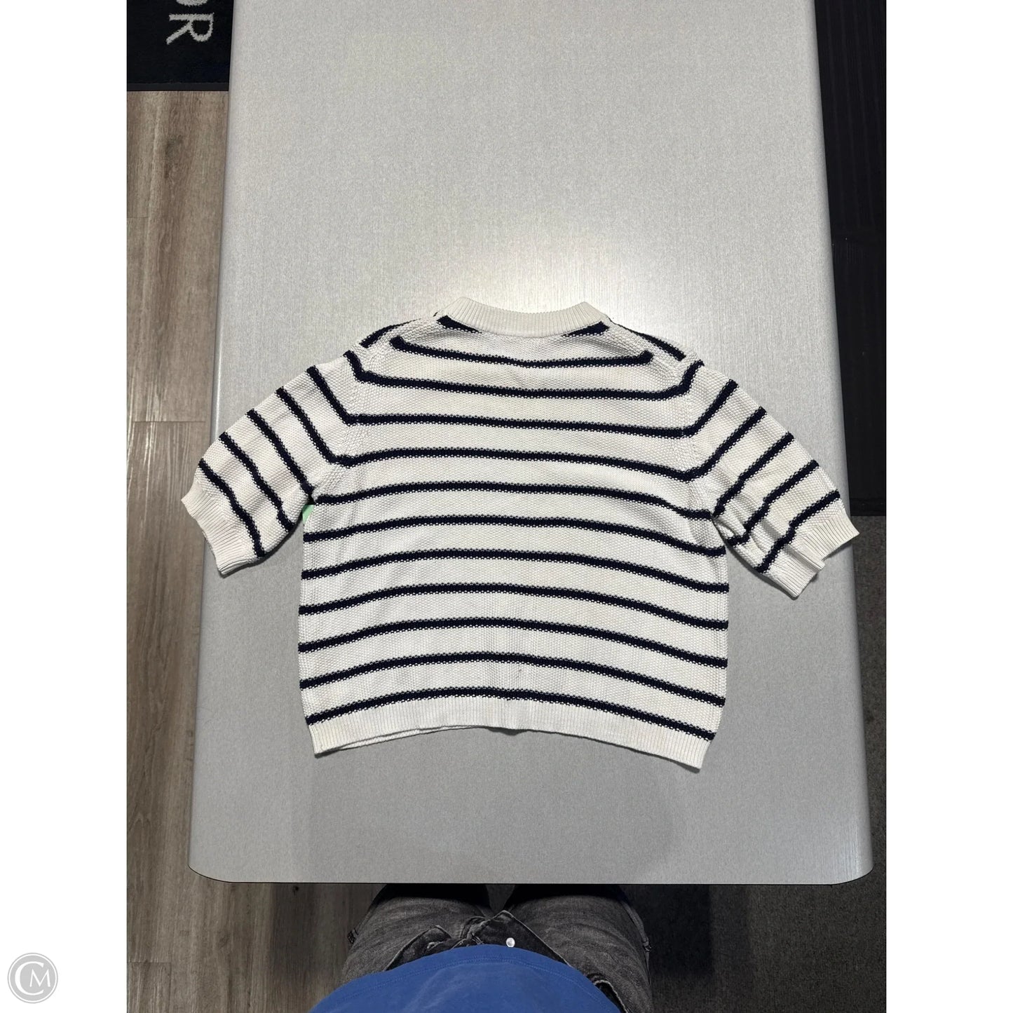 Top Short Sleeve By French Connection In Blue & White, Size: L