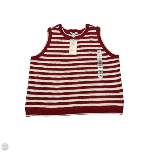 Vest Sweater By Nine West In Red & White, Size: 1x