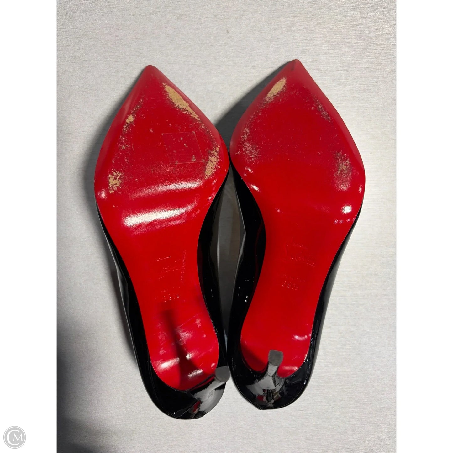 Shoes Luxury Designer By Christian Louboutin In Black & Red, Size: 9