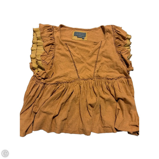 Top Short Sleeve By Anthropologie In Orange, Size: S