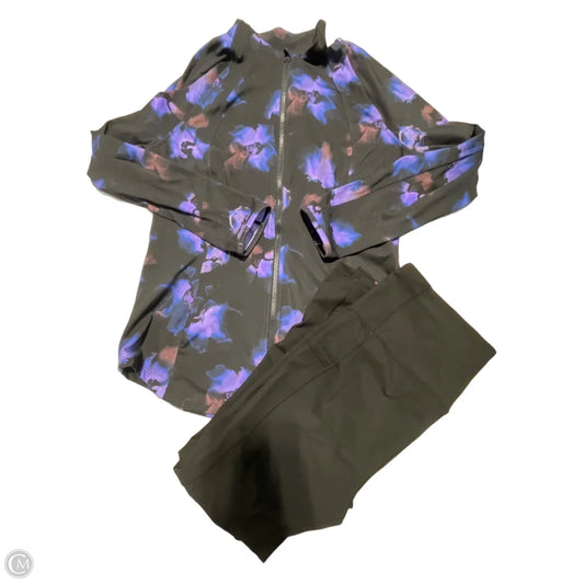 Athletic Pants 2pc By Chicos In Black & Purple, Size: L