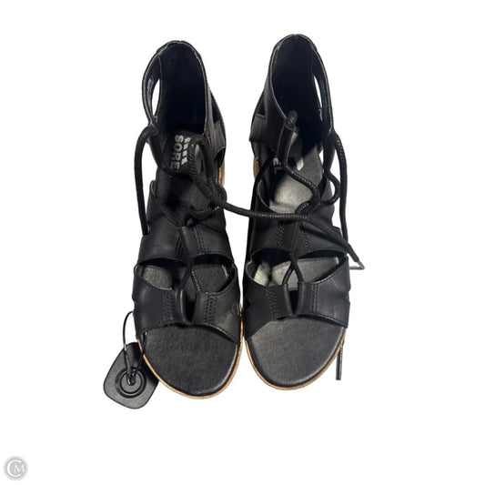 Sandals Heels Wedge By Sorel In Black, Size: 7