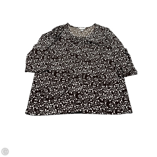 Top 3/4 Sleeve By Cj Banks In Brown, Size: 2x