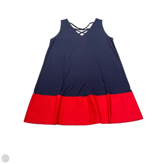 Dress Casual Midi By Loft In Blue & Red, Size: 2x