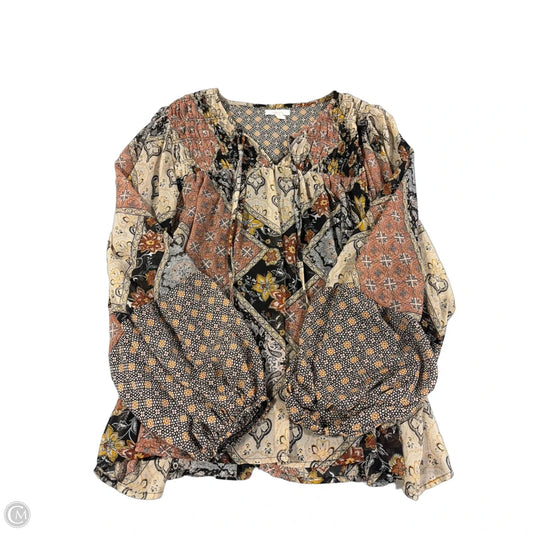 Top Long Sleeve By Maurices In Floral Print, Size: 1x