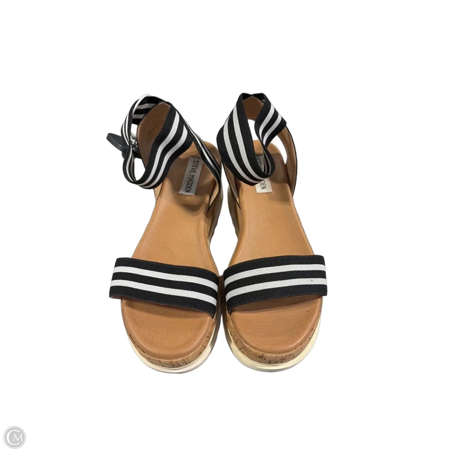 Sandals Heels Wedge By Steve Madden In Striped Pattern, Size: 6.5