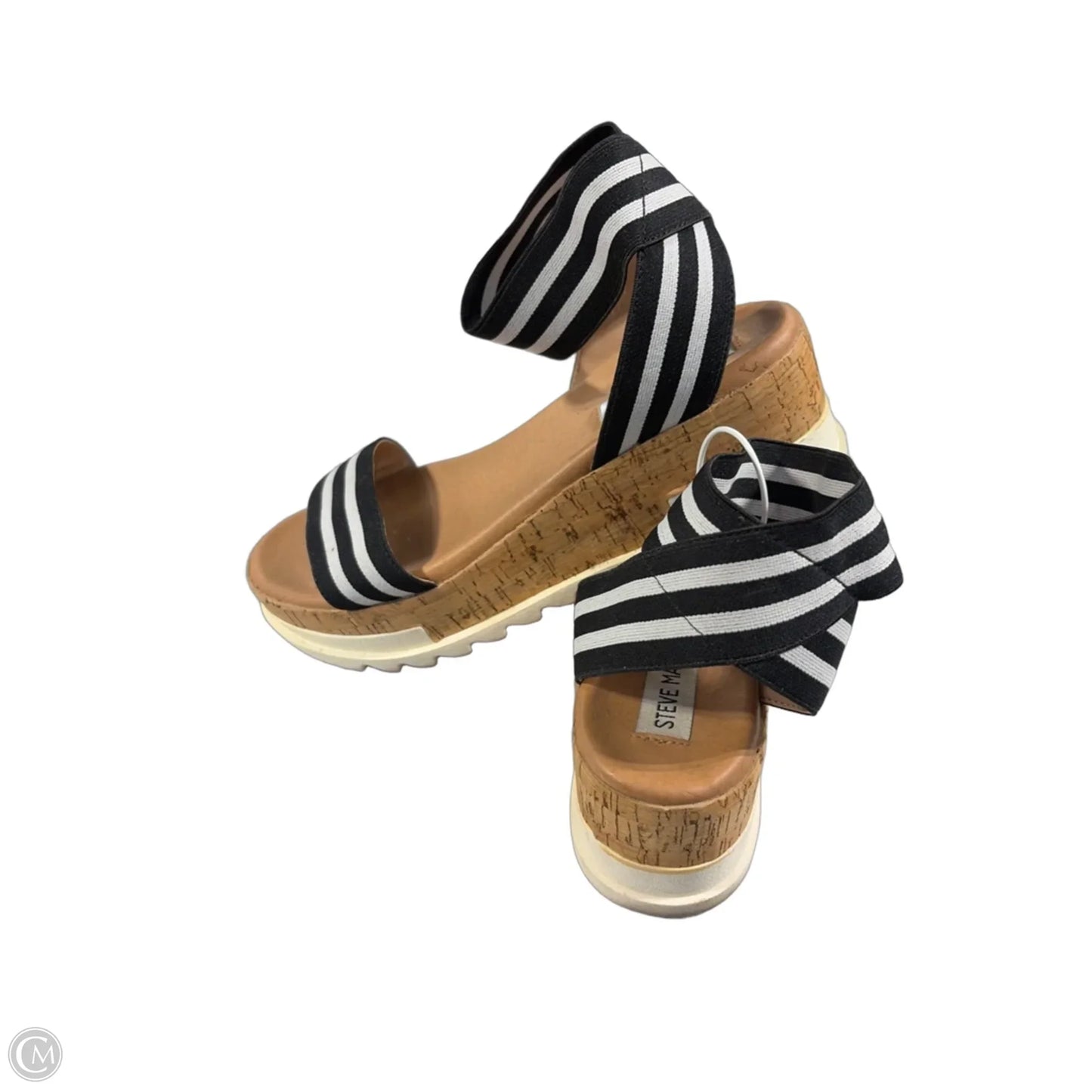 Sandals Heels Wedge By Steve Madden In Striped Pattern, Size: 6.5