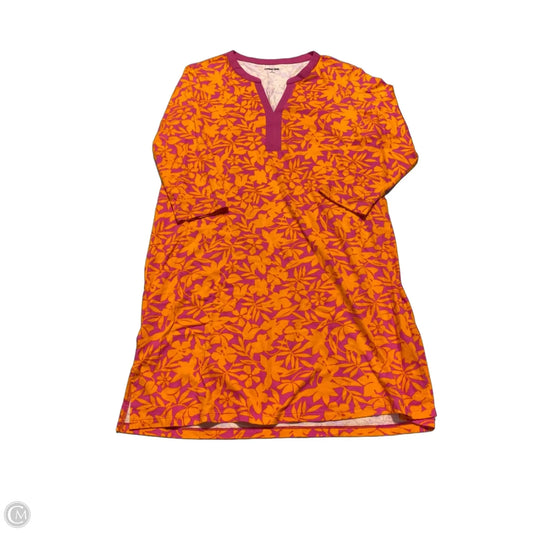 Dress Casual Midi By Lands End In Orange & Pink, Size: L