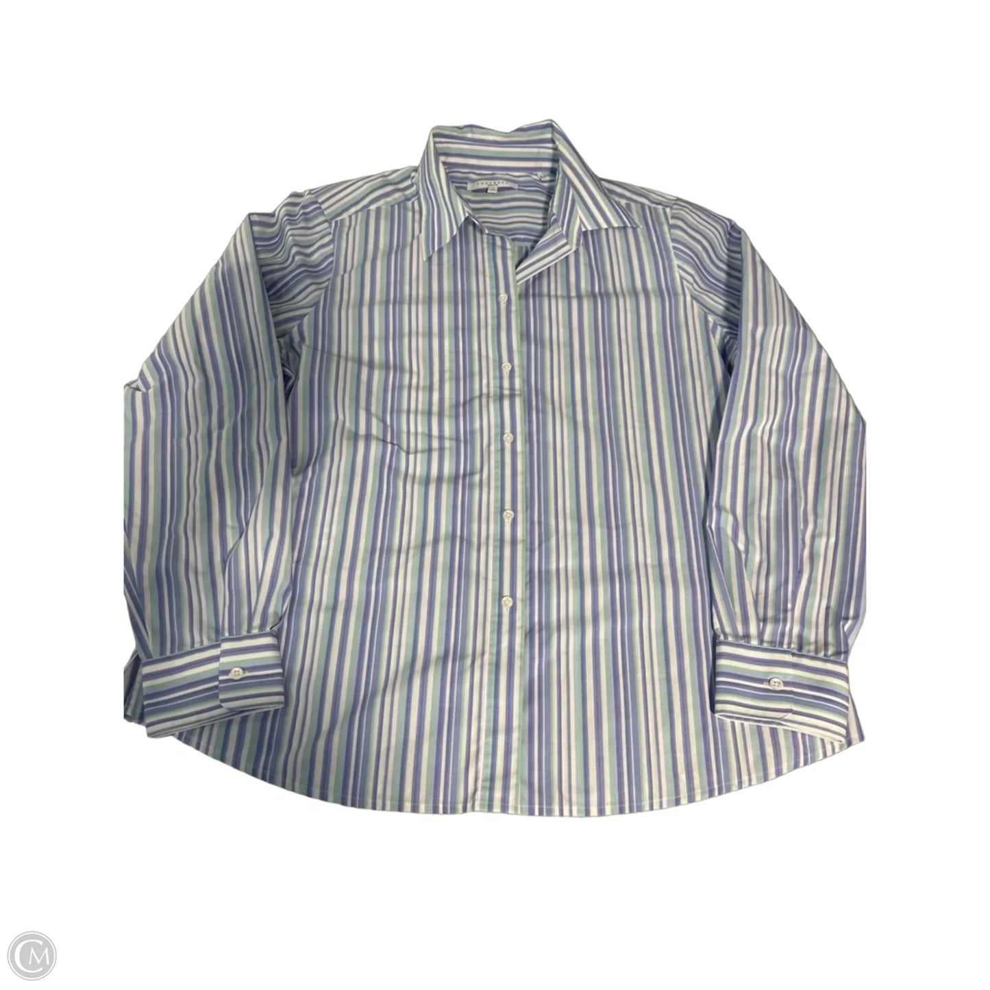 Top Long Sleeve By Foxcroft In Blue, Size: L