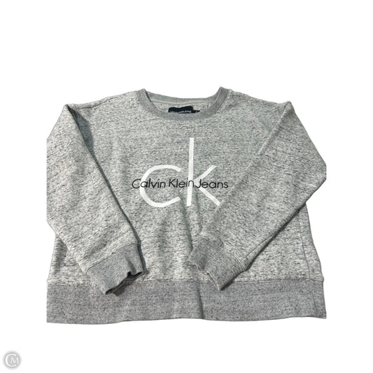 Top Long Sleeve By Calvin Klein In Grey, Size: M