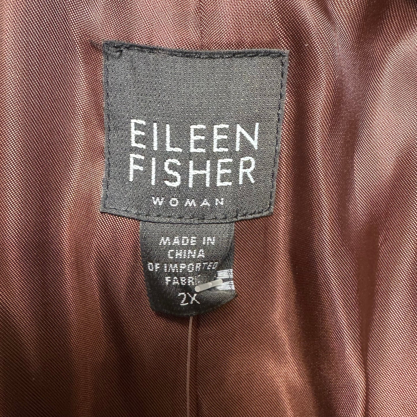 Funnel Neck Coat Wool Blend By Eileen Fisher In Brown, Size: 2x