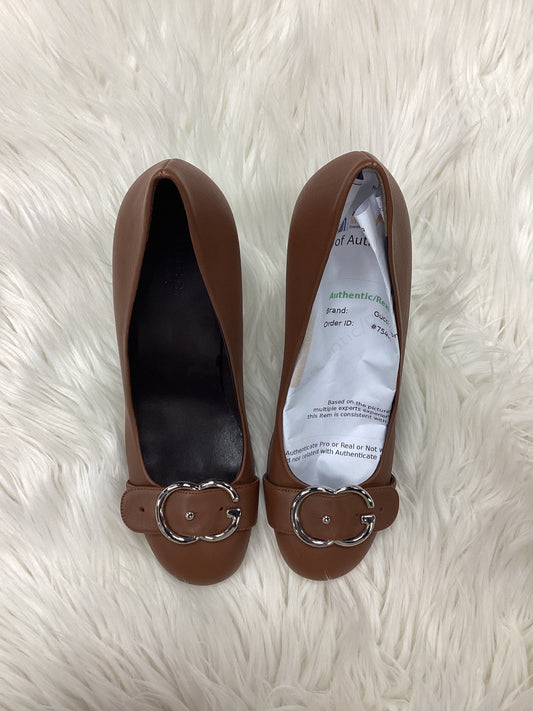 Shoes Luxury Designer By Gucci In Brown, Size:9.5