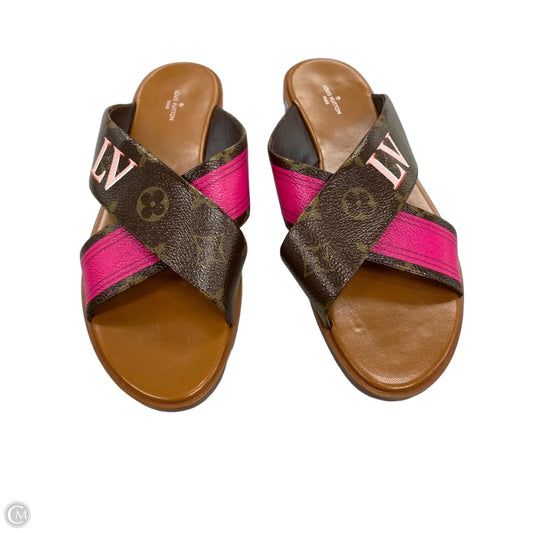 Shoes Luxury Designer By Louis Vuitton In Brown & Pink, Size: 11