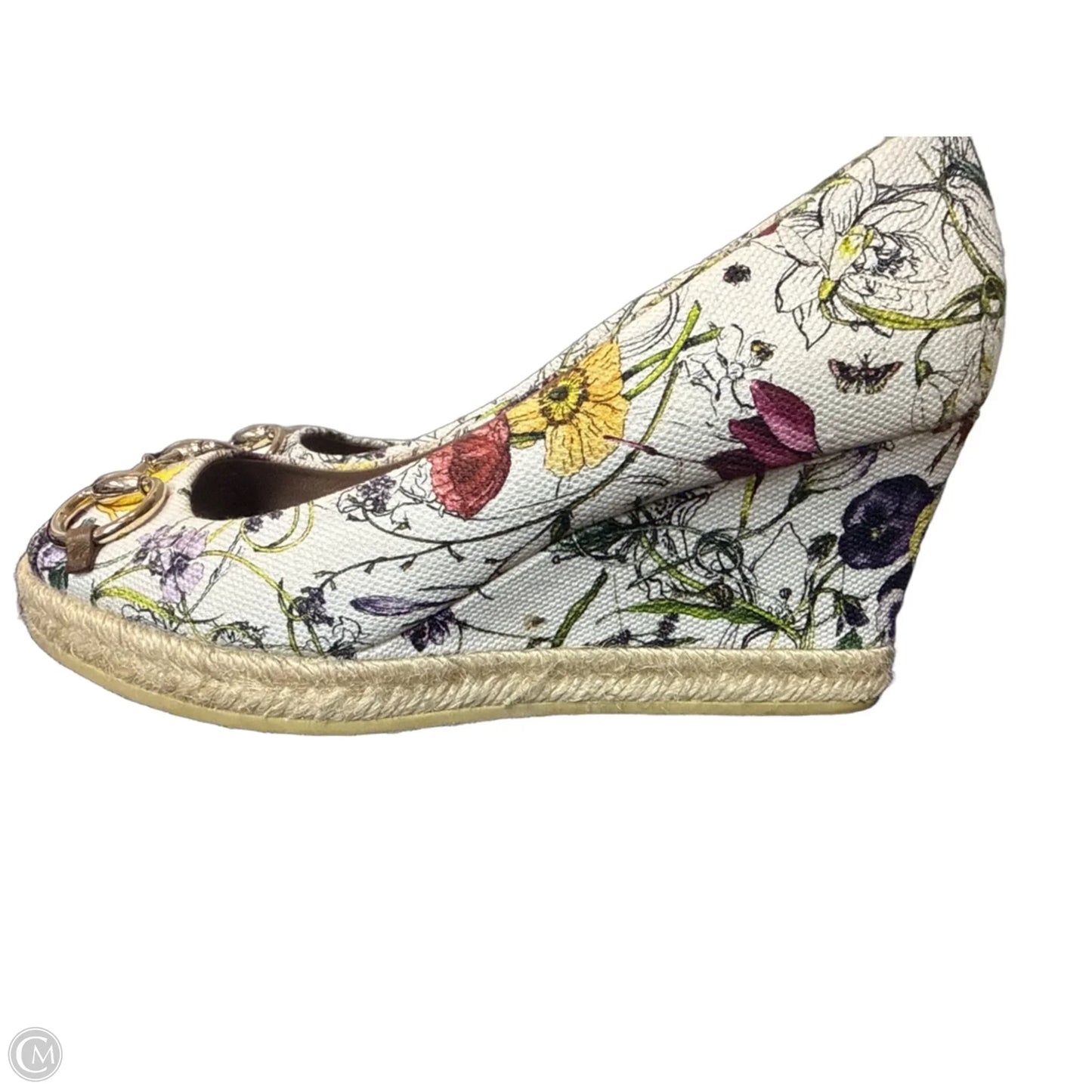 Shoes Luxury Designer By Gucci In Floral Print, Size: 7