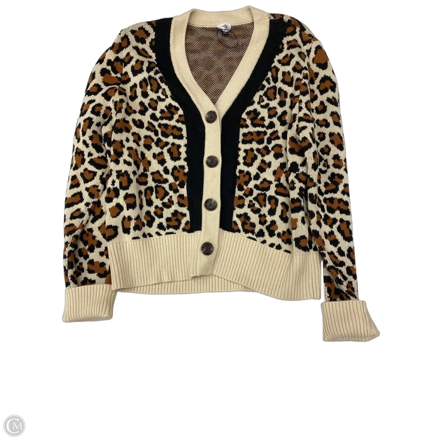 Sweater Cardigan By Cabi In Leopard Print, Size: M