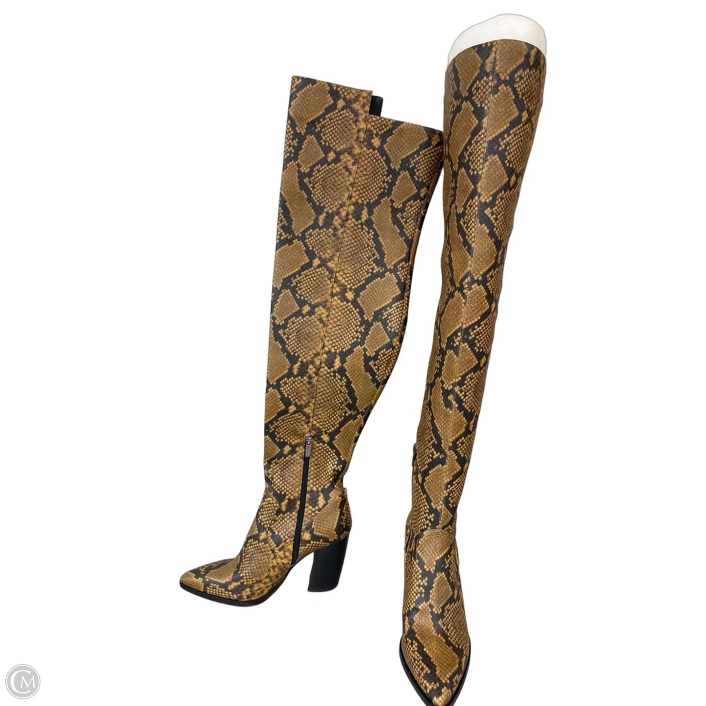 Boots Over-the-knee Heels By Vince Camuto In Snakeskin Print, Size: 9