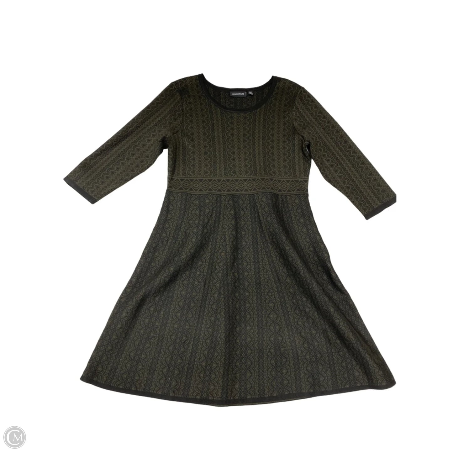 Dress Sweater By Nina Leonard In Black & Green, Size: L