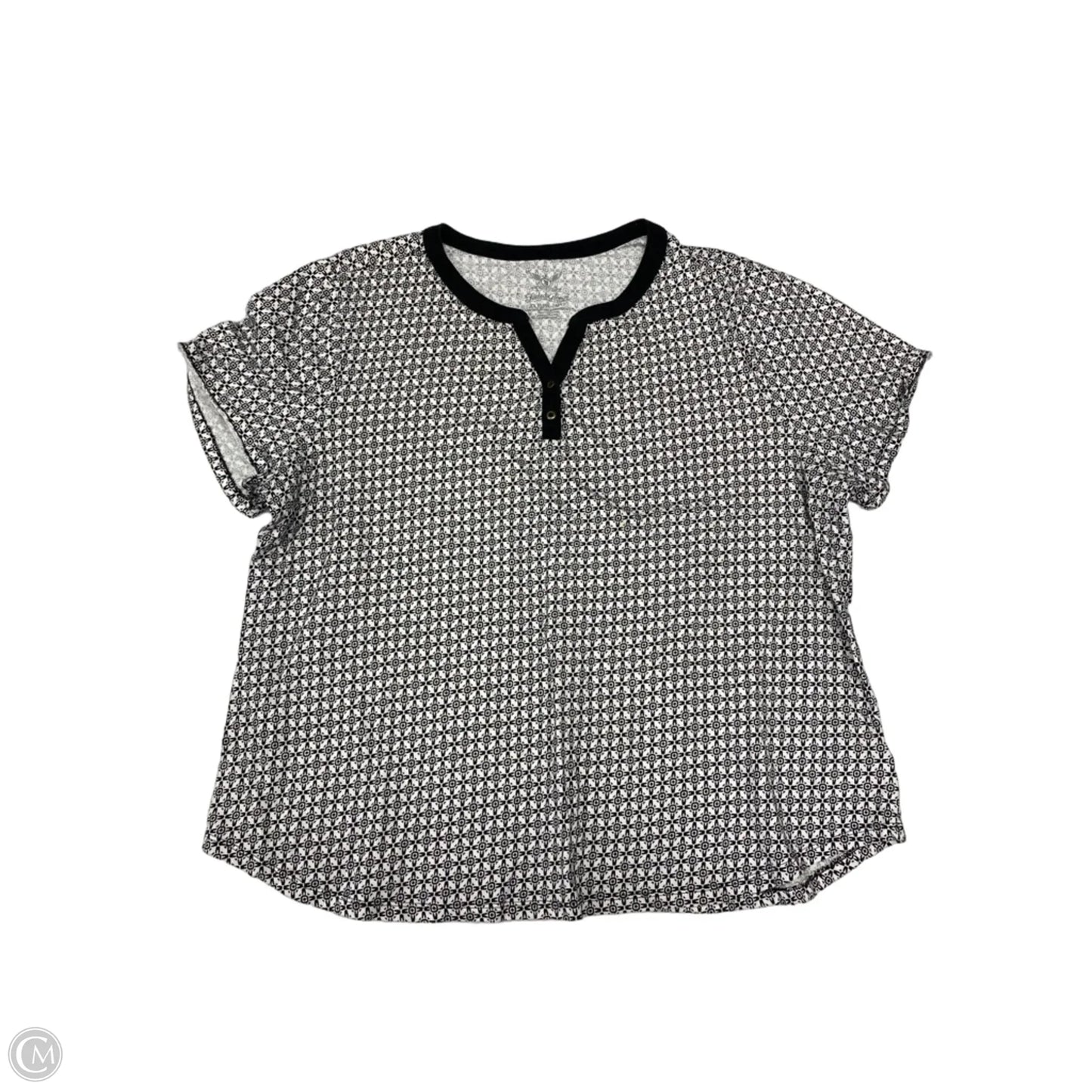Top Short Sleeve By Faded Glory In Black & White, Size: 2x
