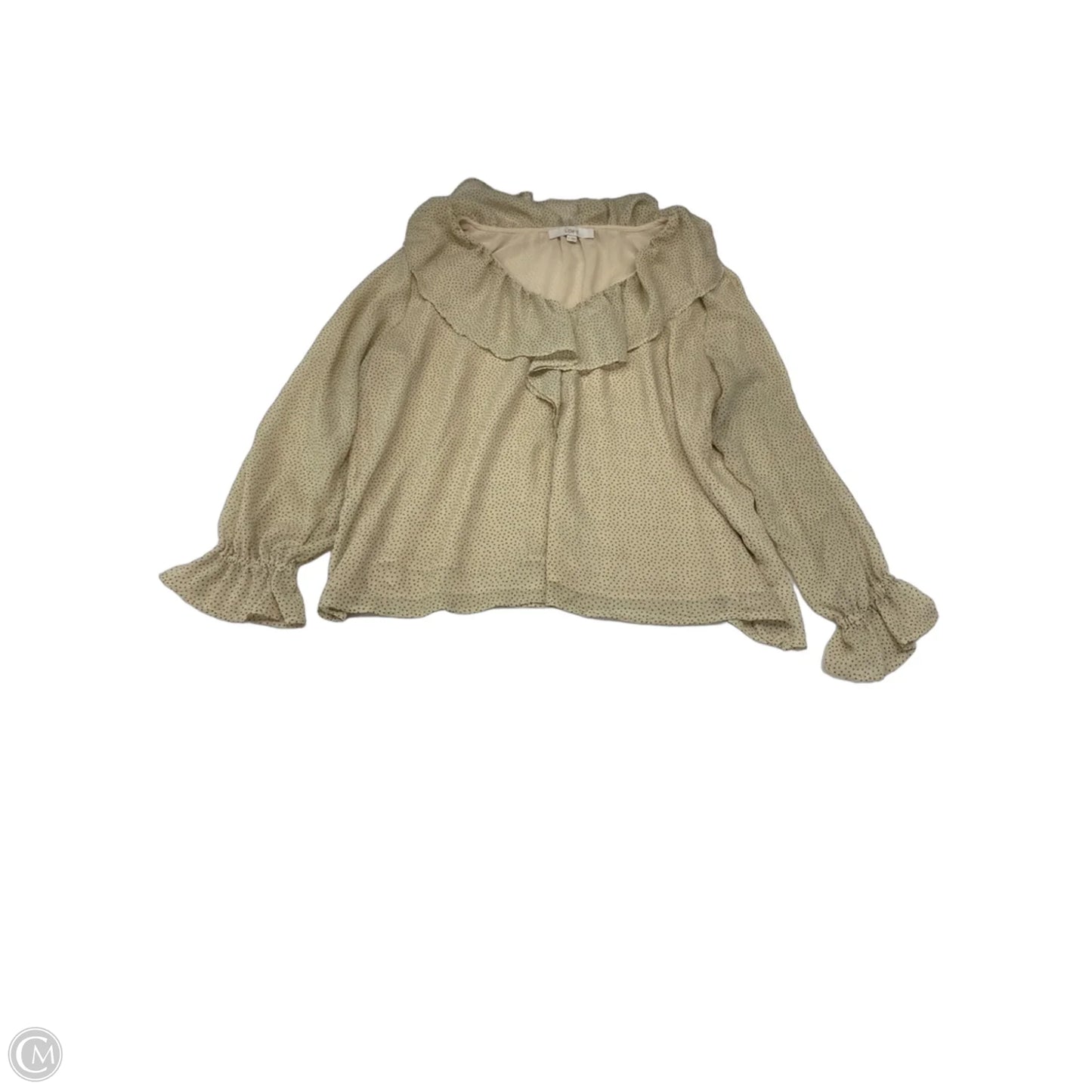 Blouse Long Sleeve By Loft In Black & Cream, Size: Xl