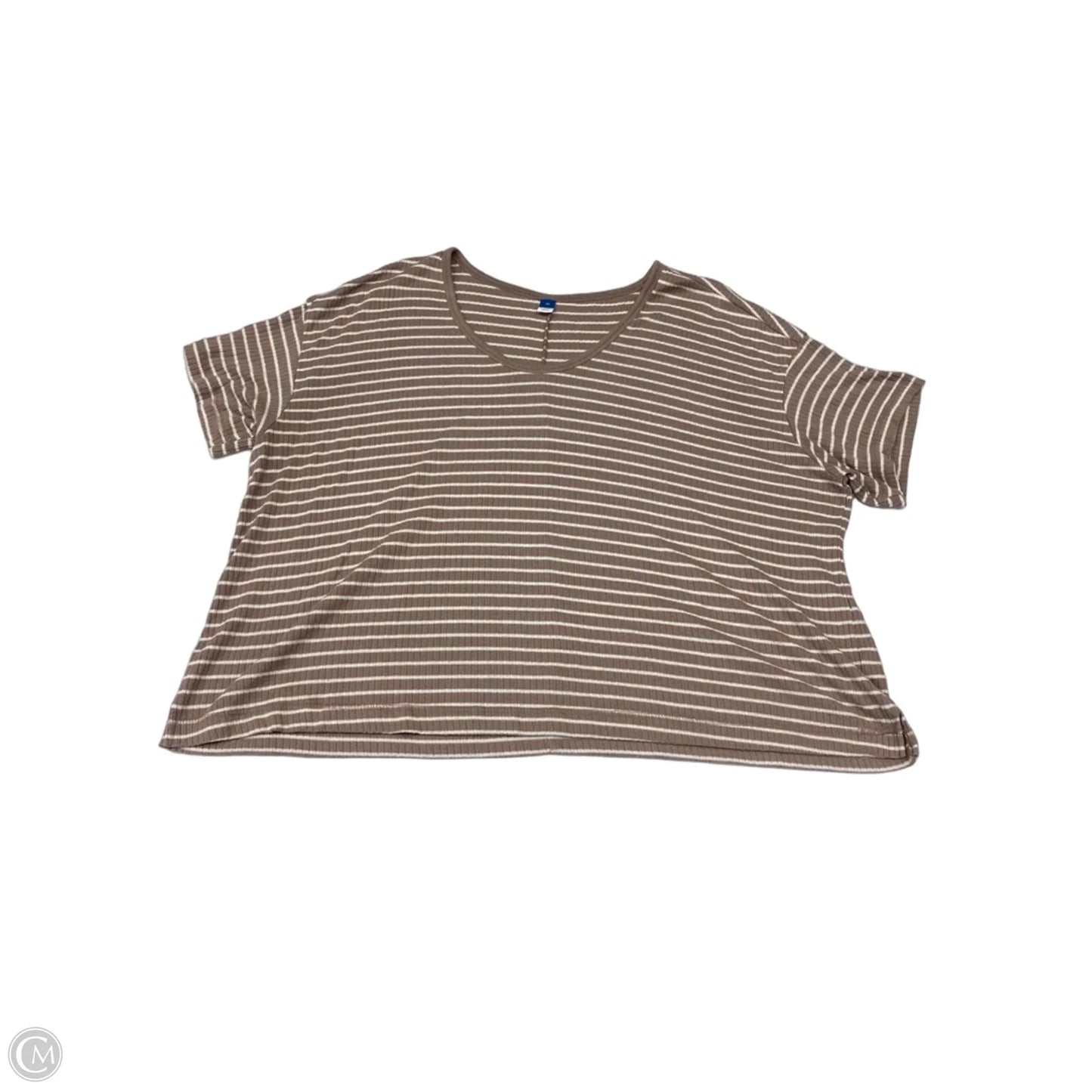Top Short Sleeve By Old Navy In Tan & White, Size: Xxl