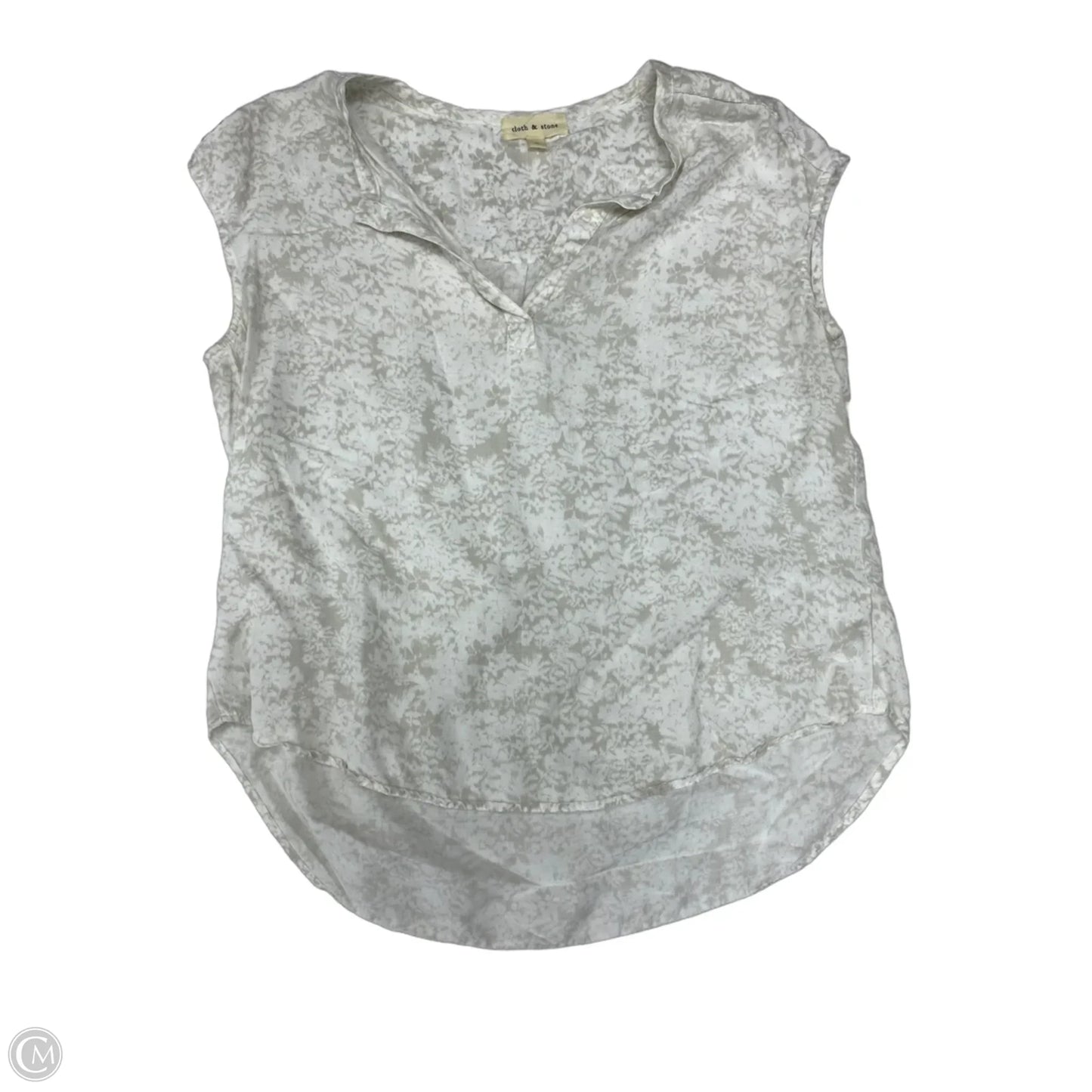 Blouse Short Sleeve By Cloth & Stone In Tan & White, Size: M
