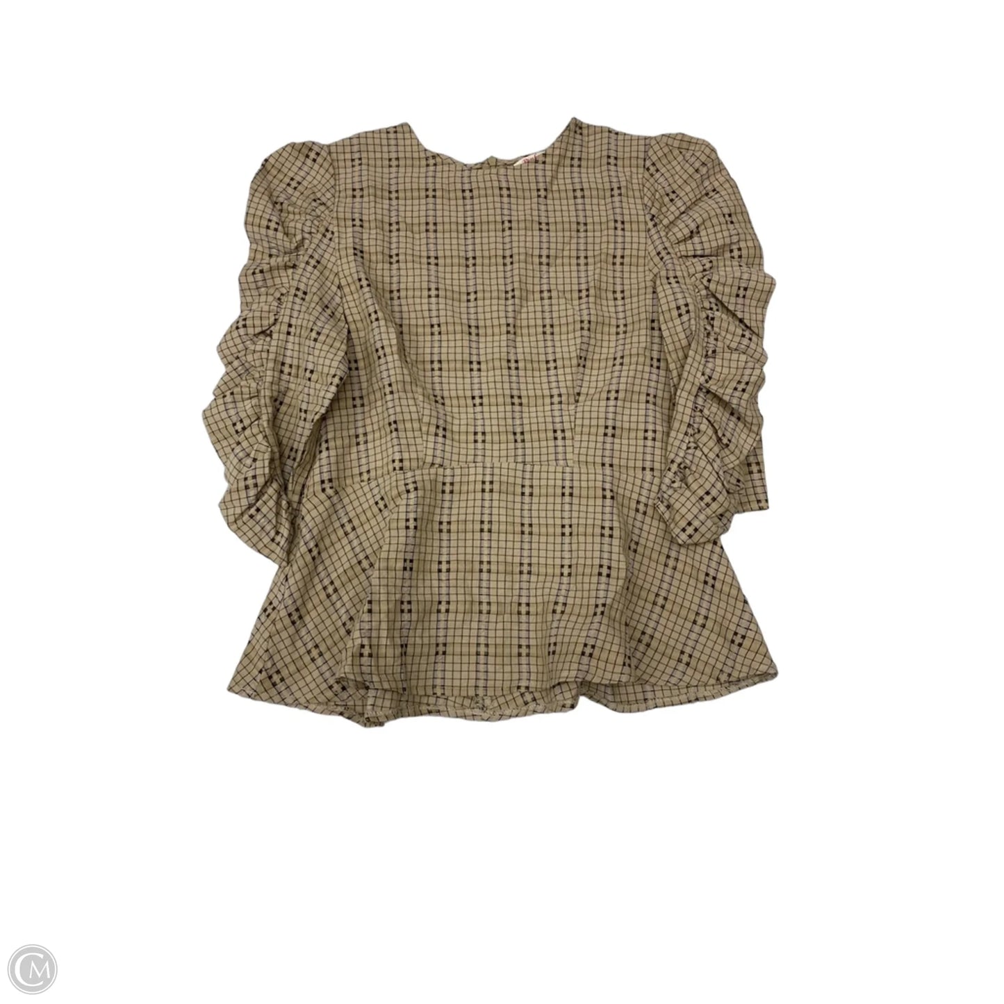 Top Long Sleeve By Pinky In Brown & Tan, Size: M