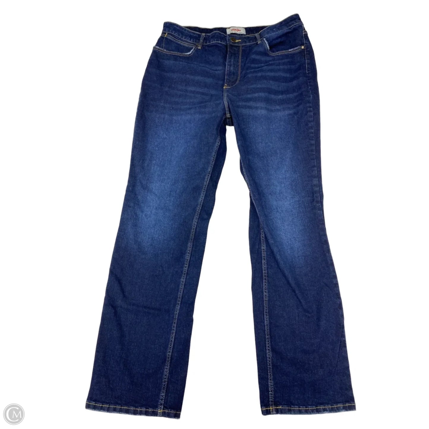 Jeans Straight By Wrangler In Blue Denim, Size: 14