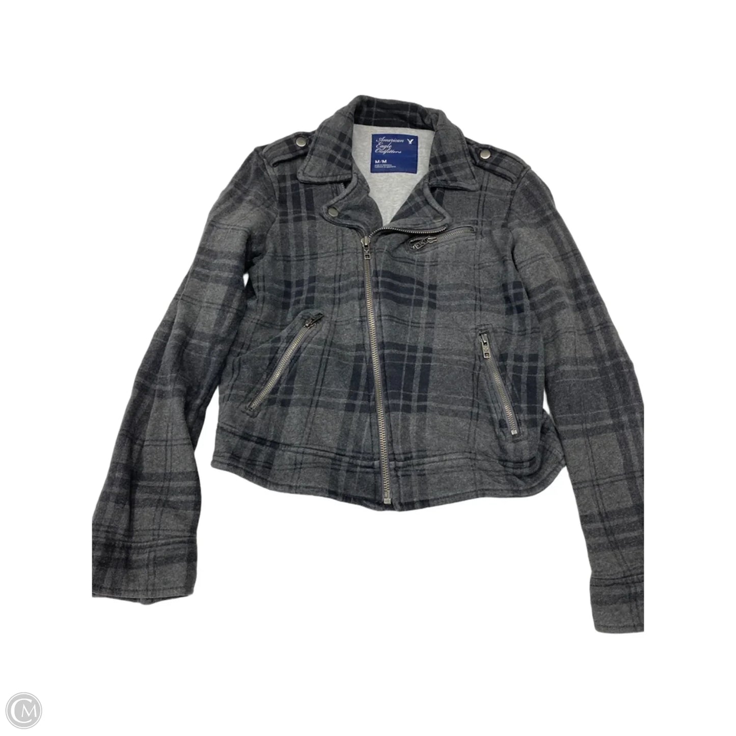 Jacket Fleece By American Eagle In Plaid Pattern, Size: M