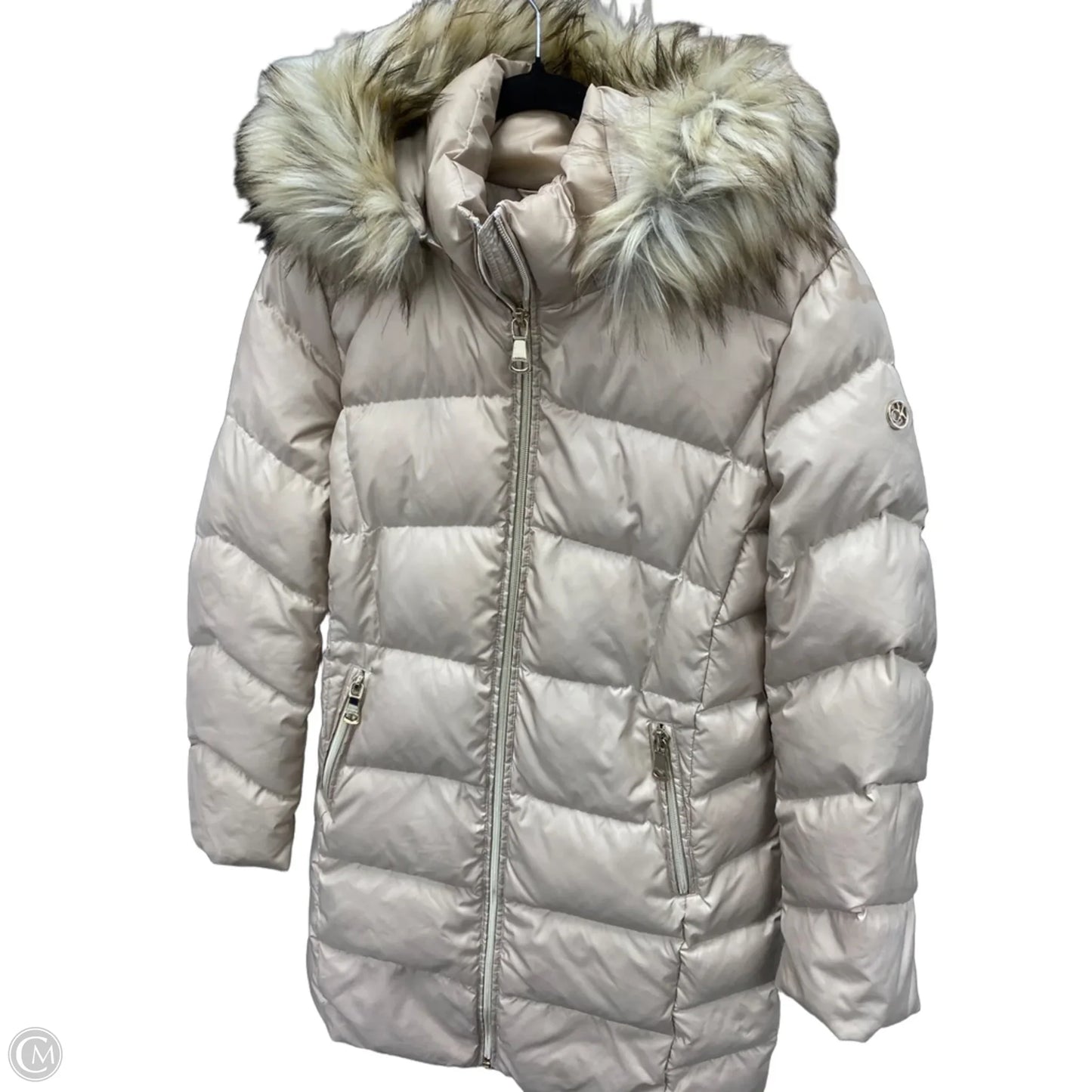 Coat Puffer & Quilted By Calvin Klein In Beige, Size: L
