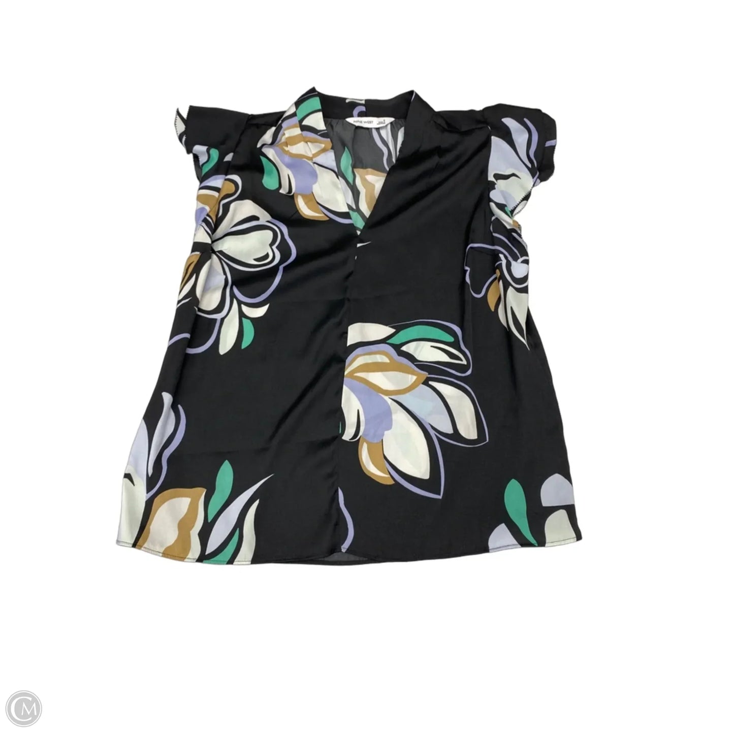 Blouse Short Sleeve By Nine West In Floral Print, Size: S