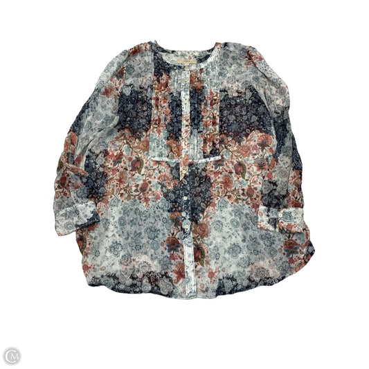 Blouse Long Sleeve By Loft In Multi-colored, Size: Xl