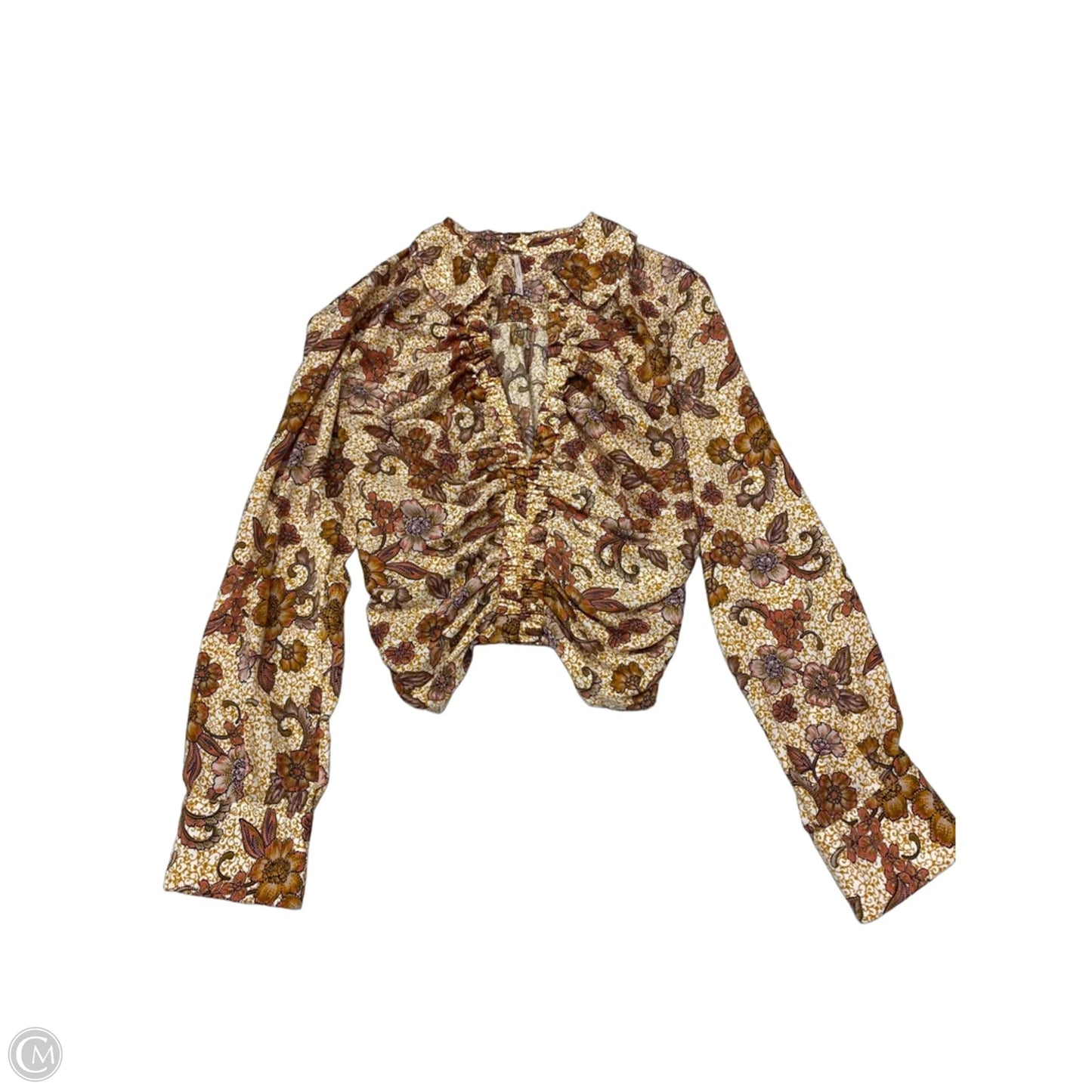 Blouse Long Sleeve By Free People In Floral Print, Size: M